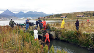 También se planificó el acondicionamiento de los conductos de desborde y alivio del Colector Máximo de Perito Moreno y Maipú y los de descarga para vuelcos controlados del dominio privado sobre el Canal Beagle, para evitar los vuelcos en seco sobre la costa y el litoral marino, tapado con materiales rocosos naturales y re vegetación.