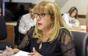 La legisladora del FPV Myriam Martínez cargó contra un ex aliado del kirchnerismo como Oscar Martínez y criticó los llamados contratos basura, que durante la campaña electoral había defendido la entonces senadora Rosana Bertone.