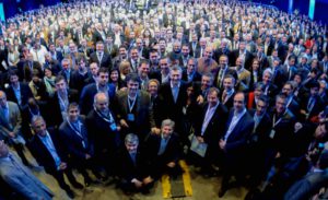 El presidente Mauricio Macri en el Primer Encuentro de Intendentes, realizado en el microestadio de Tecnópolis.