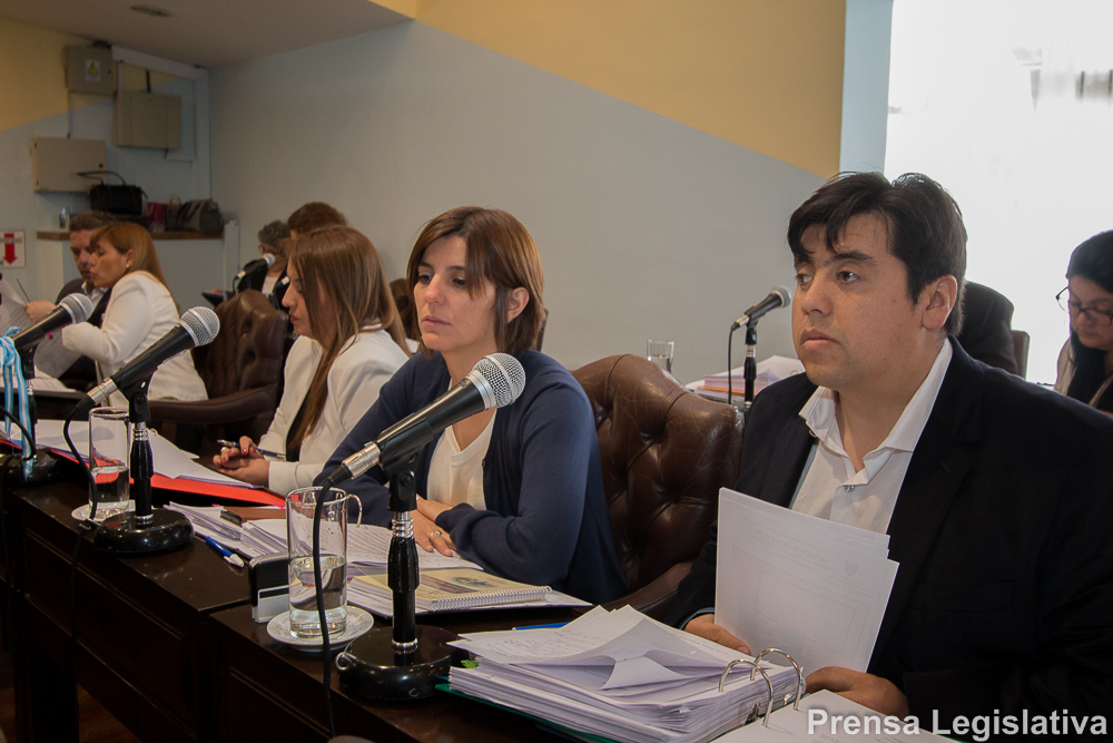 El legislador Daniel Harrington, junto a sus pares de bancada,  Angelina Carrasco y Andrea Freites.