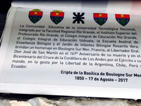 La comunidad educativa de la UTN rindió en Francia un nuevo homenaje al Libertador General San Martín en el 167° aniversario de su muerte y a 200 años del cruce de los Andes.