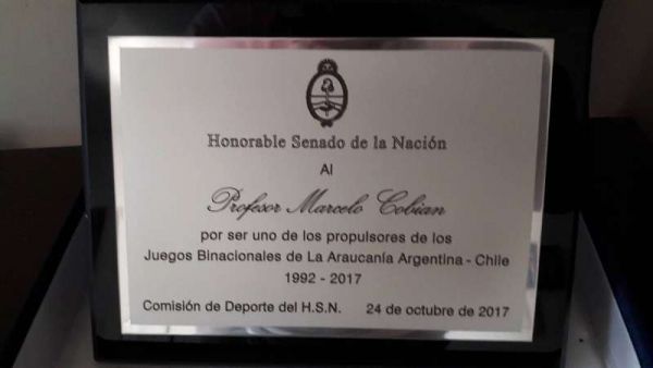 El Honorable Senado de la Nación rindió homenaje de reconocimiento al profesor Marcelo Cobian