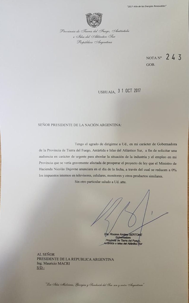La Gobernadora consideró como “muy preocupante” la situación y envió una nota al Presidente Macri solicitando una audiencia urgente.