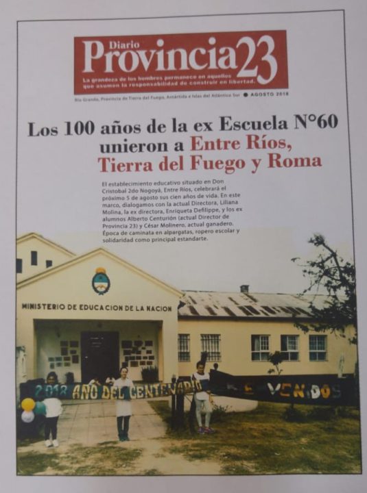 Los 100 años de la ex Escuela N°60 unieron a Entre Ríos, Tierra del Fuego y Roma.