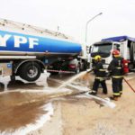 Simulacro de YPF en estación de Elcano a pedido de Defensa Civil municipal