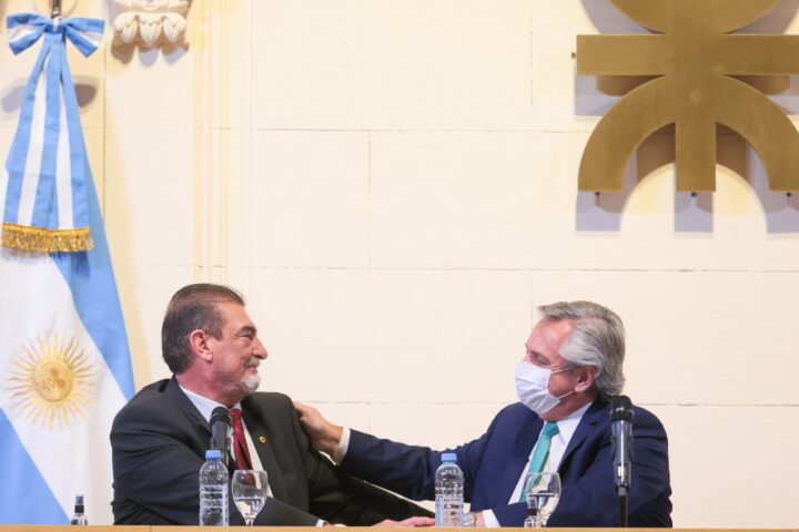 El Rector Rubén Soro junto al Presidente de la Nación Alberto Fernández.
