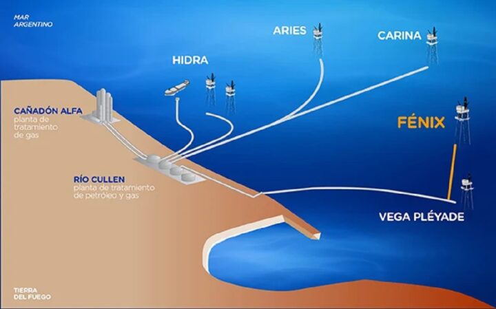 La producción de Fénix será transportada a través de un gasoducto que se conectará a la plataforma costa afuera Vega Pléyade. El gas será procesado y acondicionado en la planta de Río Cullen, y luego ingresará al Gasoducto San Martín.
